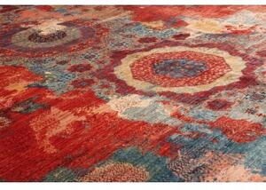 Tappeto Vintage Erased Medaglione Rosso Azzurro 295x415 Cm