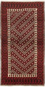 Tappeto Baluch Stilizzato Rosso Scuro Avorio 98x188 Cm