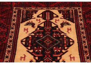 Tappeto Baluch Stilizzato Rosso Scuro Avorio 103x190 Cm