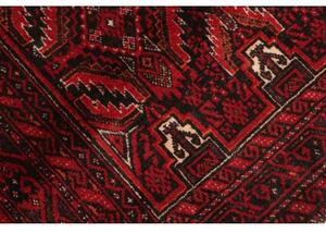 Tappeto Baluch Geometrico Rosso Scuro Nero 104x190 Cm