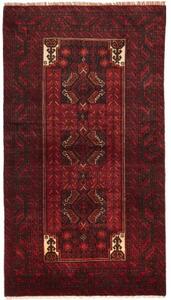 Tappeto Baluch Stilizzato Rosso Scuro Nero 108x200 Cm