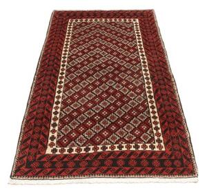Tappeto Baluch Stilizzato Rosso Scuro Avorio 98x188 Cm