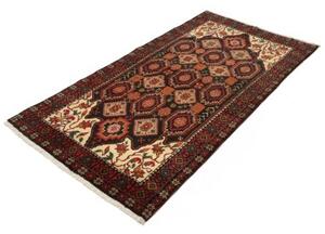 Tappeto Baluch Stilizzato Nero Rosso 104x194 Cm