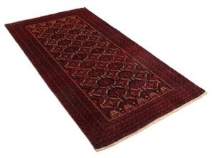 Tappeto Baluch Stilizzato Rosso Bordeaux Blu Scuro 108x208 Cm