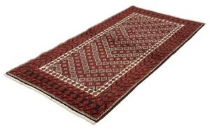 Tappeto Baluch Stilizzato Rosso Scuro Avorio 98x188 Cm