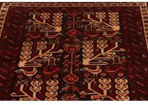 Tappeto Baluch Stilizzato Rosso Scuro Avorio 102x190 Cm