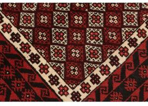 Tappeto Baluch Stilizzato Rosso Scuro Avorio 98x188 Cm