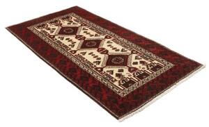 Tappeto Baluch Stilizzato Rosso Scuro Avorio 103x197 Cm