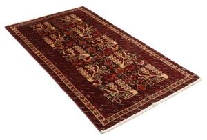 Tappeto Baluch Stilizzato Rosso Scuro Avorio 102x190 Cm