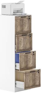 HOMCOM Armadio per Ufficio a 4 Cassetti con 2 Serrature e Barra Portadocumenti A4, in Legno, 39,4x40x129 cm, Bianco e Legno | Aosom Italy