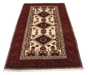 Tappeto Baluch Stilizzato Rosso Scuro Avorio 103x197 Cm