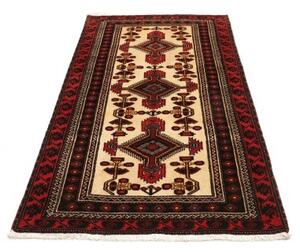 Tappeto Baluch Geometrico Rosso Avorio 108x194 Cm