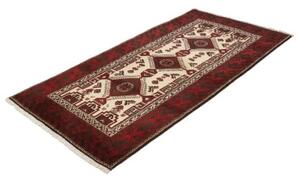 Tappeto Baluch Stilizzato Rosso Scuro Avorio 103x197 Cm