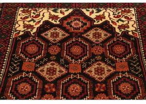 Tappeto Baluch Stilizzato Nero Rosso 104x194 Cm
