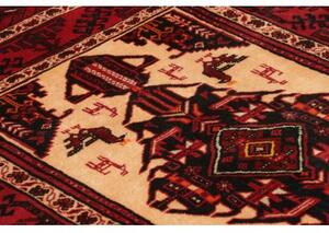 Tappeto Baluch Stilizzato Rosso Scuro Avorio 103x190 Cm