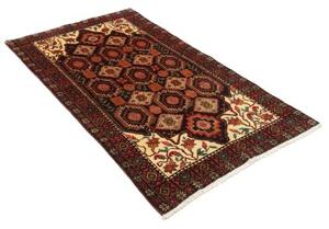 Tappeto Baluch Stilizzato Nero Rosso 104x194 Cm