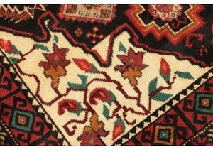 Tappeto Baluch Stilizzato Nero Rosso 104x194 Cm