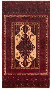 Tappeto Baluch Stilizzato Rosso Scuro Avorio 103x190 Cm