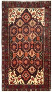 Tappeto Baluch Stilizzato Nero Rosso 104x194 Cm