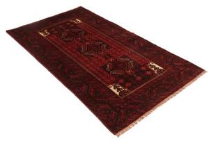 Tappeto Baluch Stilizzato Rosso Scuro Nero 108x200 Cm