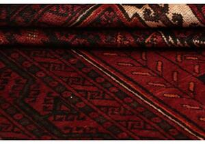 Tappeto Baluch Stilizzato Rosso Scuro Nero 108x200 Cm