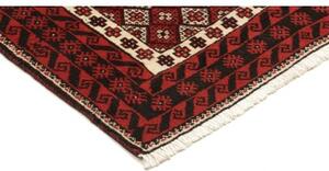 Tappeto Baluch Stilizzato Rosso Scuro Avorio 98x188 Cm