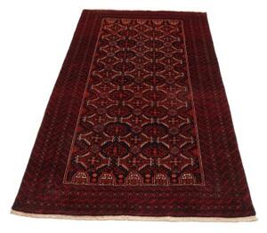 Tappeto Baluch Stilizzato Rosso Bordeaux Blu Scuro 108x208 Cm