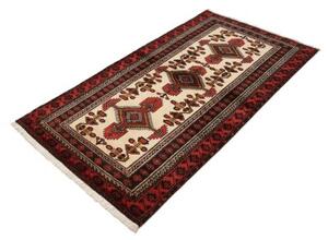 Tappeto Baluch Geometrico Rosso Avorio 108x194 Cm
