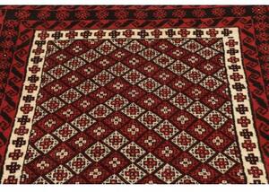 Tappeto Baluch Stilizzato Rosso Scuro Avorio 98x188 Cm