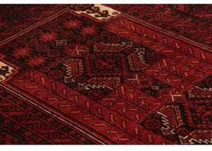 Tappeto Baluch Stilizzato Rosso Scuro Nero 108x200 Cm