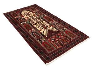 Tappeto Baluch Stilizzato Rosso Scuro Avorio 108x208 Cm
