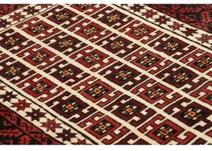 Tappeto Baluch Geometrico Rosso Scuro Avorio 97x187 Cm