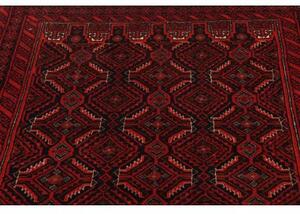 Tappeto Baluch Stilizzato Rosso Scuro Nero 107x200 Cm