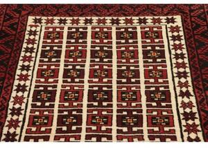 Tappeto Baluch Geometrico Rosso Scuro Avorio 97x187 Cm