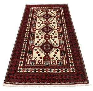 Tappeto Baluch Stilizzato Rosso Scuro Avorio 95x197 Cm