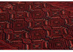 Tappeto Baluch Stilizzato Rosso Scuro Nero 107x200 Cm