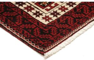 Tappeto Baluch Geometrico Rosso Scuro Avorio 97x187 Cm