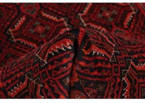 Tappeto Baluch Stilizzato Rosso Scuro Nero 107x200 Cm