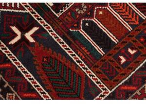 Tappeto Baluch Geometrico Rosso Scuro Avorio 101x191 Cm