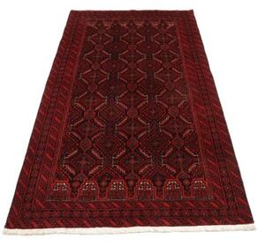 Tappeto Baluch Stilizzato Rosso Scuro Nero 107x200 Cm