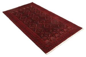 Tappeto Baluch Stilizzato Rosso Scuro Nero 107x200 Cm