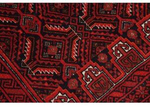 Tappeto Baluch Stilizzato Rosso Scuro Nero 107x200 Cm