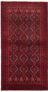 Tappeto Baluch Stilizzato Rosso Scuro Nero 107x200 Cm
