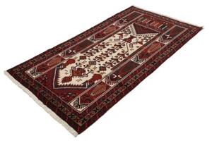 Tappeto Baluch Geometrico Rosso Scuro Avorio 101x191 Cm