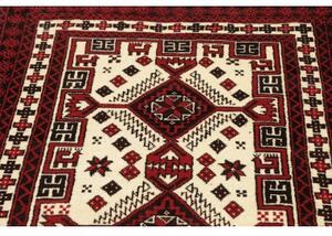 Tappeto Baluch Stilizzato Rosso Scuro Avorio 95x197 Cm