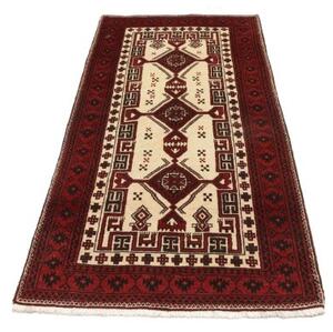 Tappeto Baluch Geometrico Rosso Avorio 95x192 Cm