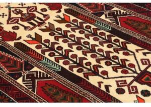 Tappeto Baluch Stilizzato Rosso Scuro Avorio 108x208 Cm