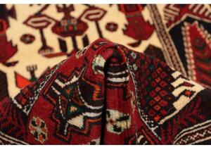 Tappeto Baluch Stilizzato Rosso Scuro Avorio 108x208 Cm