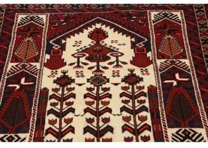 Tappeto Baluch Geometrico Rosso Scuro Avorio 101x191 Cm