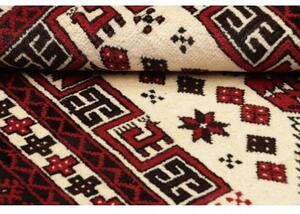 Tappeto Baluch Stilizzato Rosso Scuro Avorio 95x197 Cm